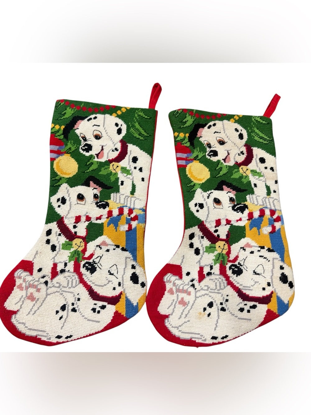 Dalmatian Holiday Dog Stocking - Green & Red